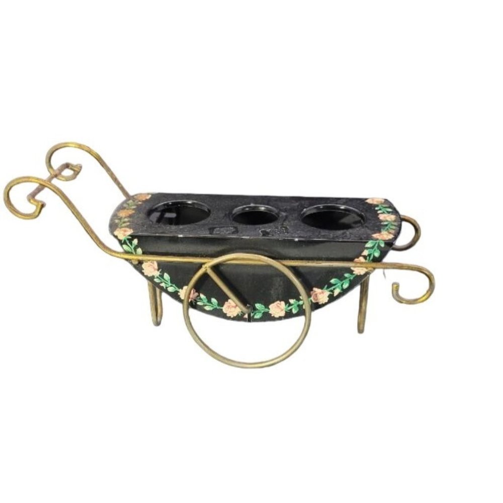 Vintage Garden wagon Brass Salt & Pepper Holder